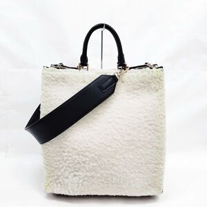 JIL SANDER Quiet Luxury Rare Leather-Trimmed Shearling Tote Bag W Shoulder Strap